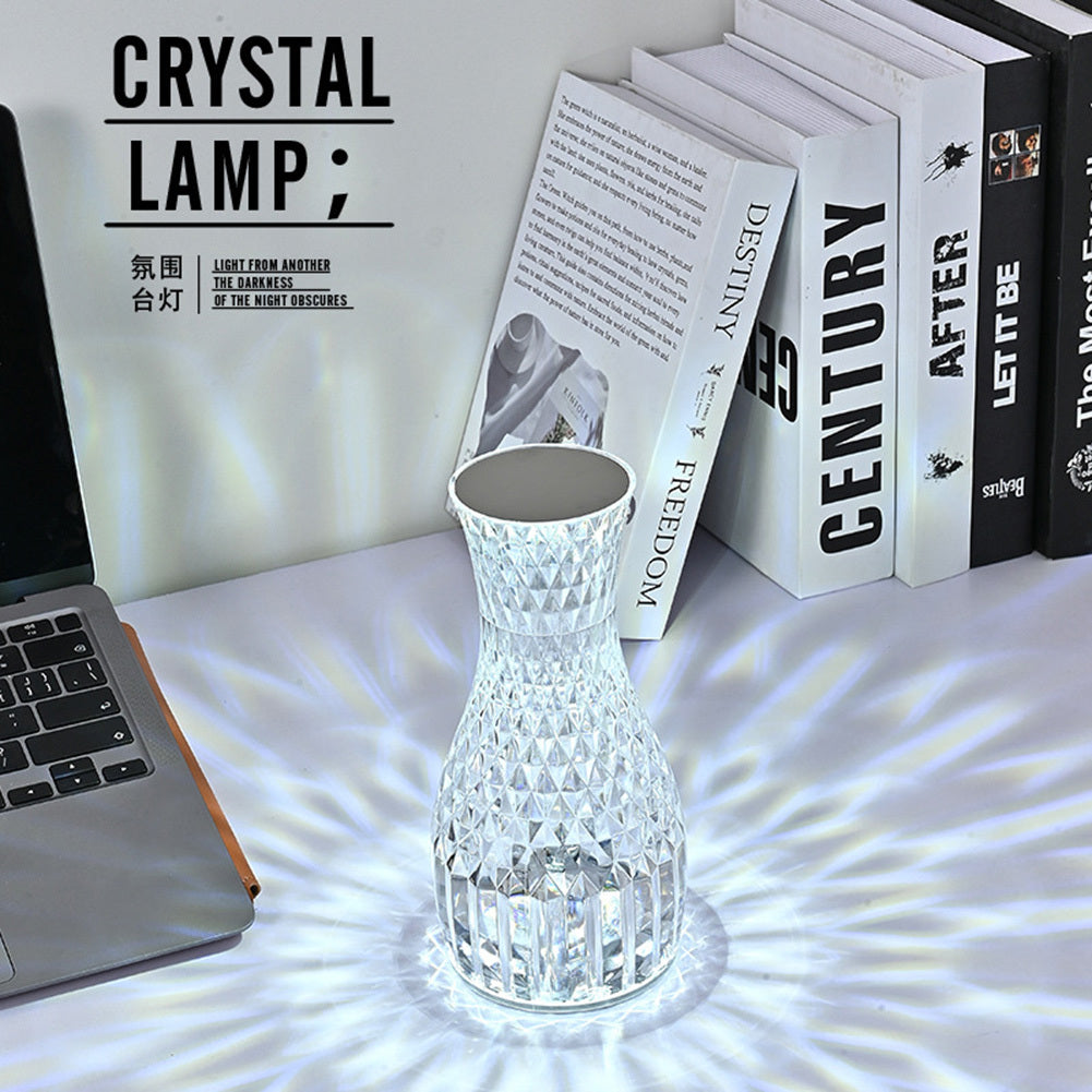 Romantic Crystal Vase LED Table Lamp – Diamond Glow for Christmas Decor & Cozy Bedside Ambience