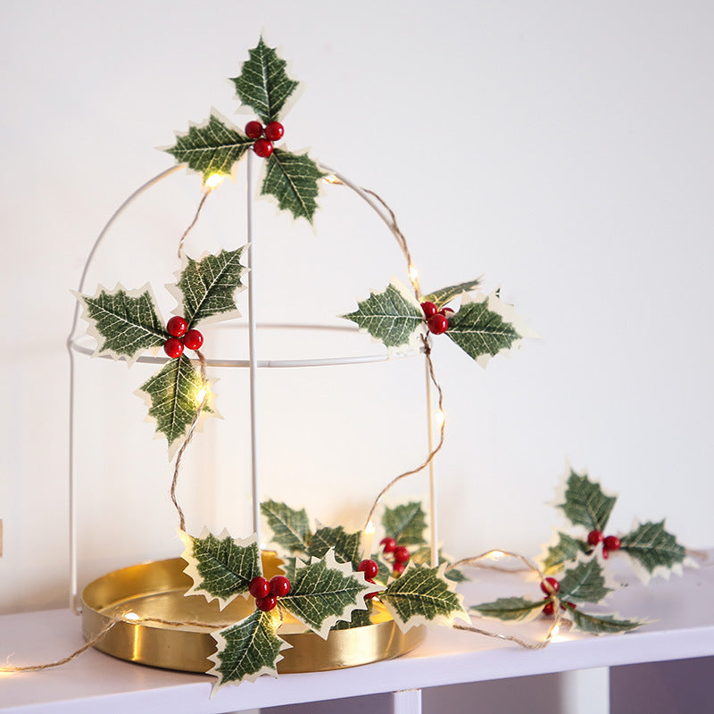 Add Holiday Sparkle with Christmas Leaf & Red Berry Copper Wire String Lights – Elegant Festive Décor