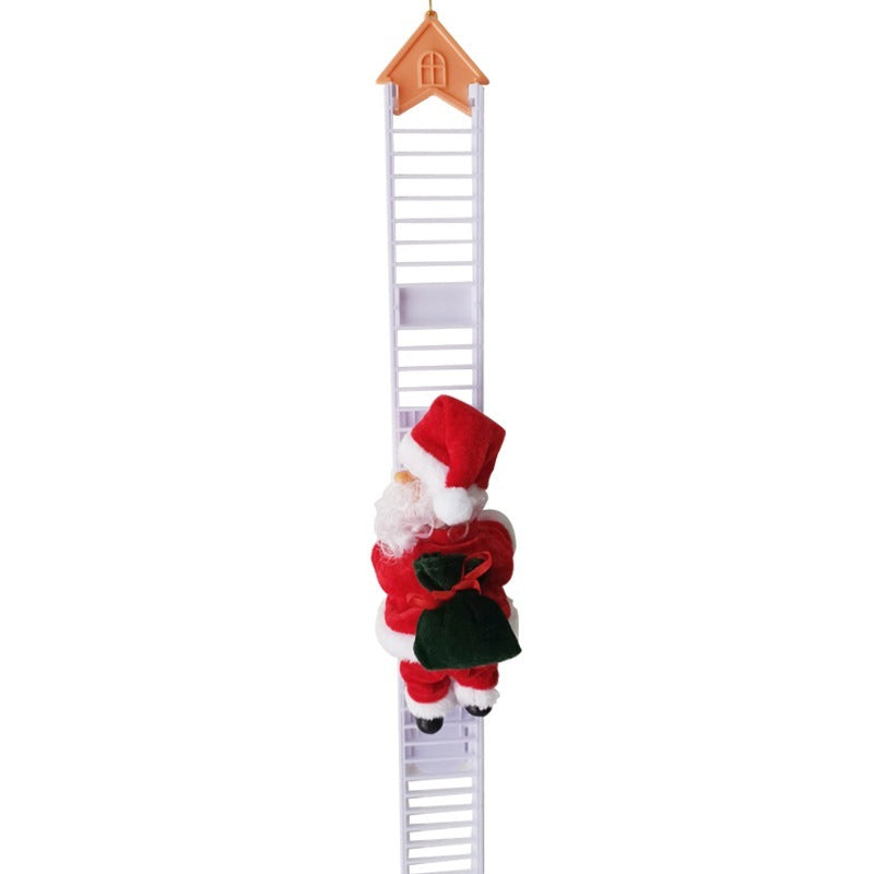 Electric Climbing Santa Claus Toy – Musical Red Ladder Christmas Decoration