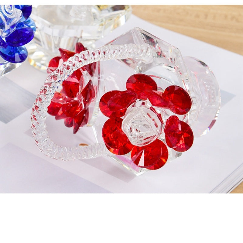 Elegant Crystal Flower Basket Decoration: Perfect for Living Room, Wine Cabinet, or Wedding Gift