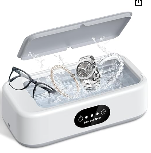 Best Ultrasonic Jewelry & Eyeglass Cleaner | 700ml (24oz), 49kHz, 48W | Portable Ultrasonic Cleaner | High-Frequency Vibration, Digital Display, Non-Slip Stainless Steel Tank