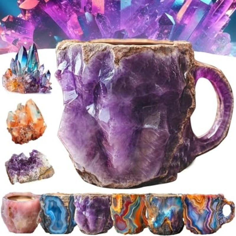 Sprout Health 0 400ml Resin Mineral Crystal Coffee Mugs With Handles Elegant Fake Mineral Crystal Cup For Workplace Home Decor Christmas Gift Kitchen Gadgets