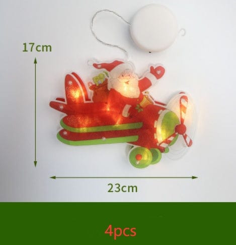 Sprout Health 0 Airplane Christmas / 4PCS "LED Suction Cup Window Hanging Lights - Christmas Decoration