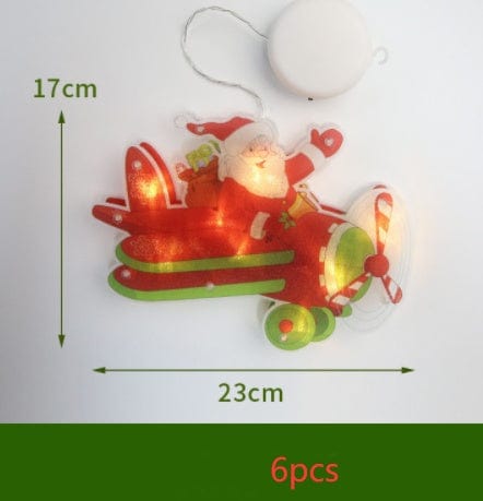 Sprout Health 0 Airplane Christmas / 6PCS "LED Suction Cup Window Hanging Lights - Christmas Decoration