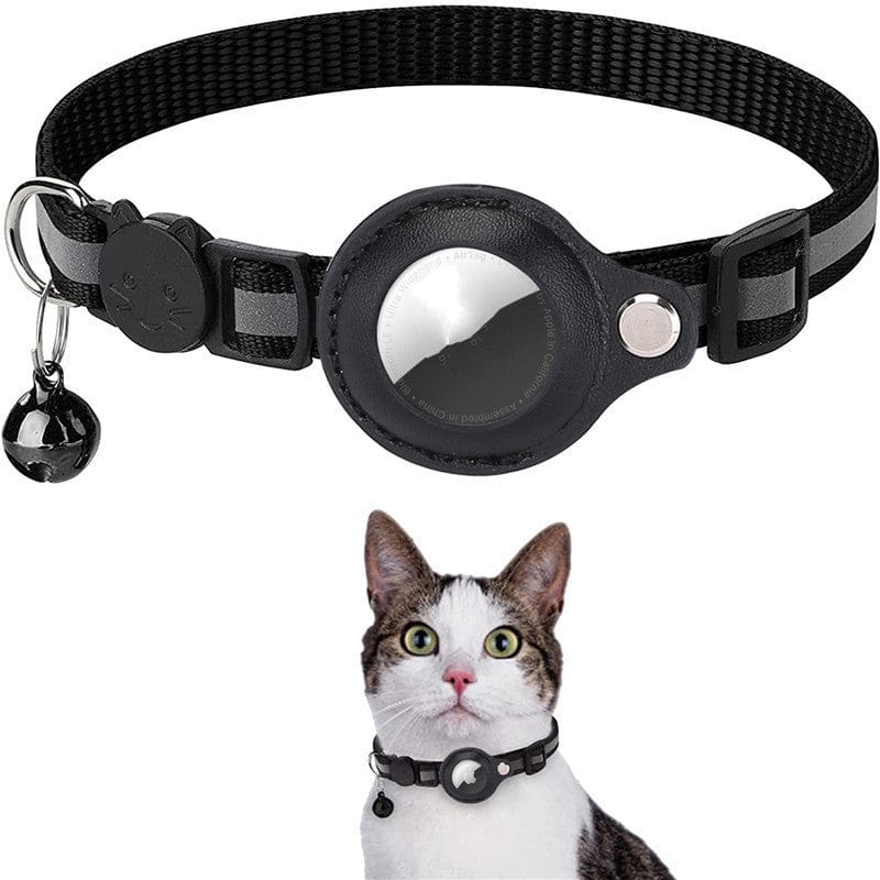 Sprout Health 0 Black Reflective Collar Waterproof Holder Case For Airtag Air Tag Airtags Protective Cover Cat Dog Kitten Puppy Nylon Collar
