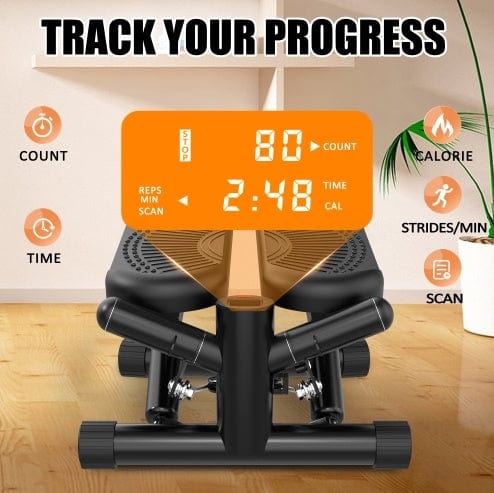 Sprout Health 0 Black Steppers For Exercise - Mini Stair Stepper Machine With Resistance Bands 330lbs Twist Stepper Portable Exercise Equipment For Full Body Workout-Black