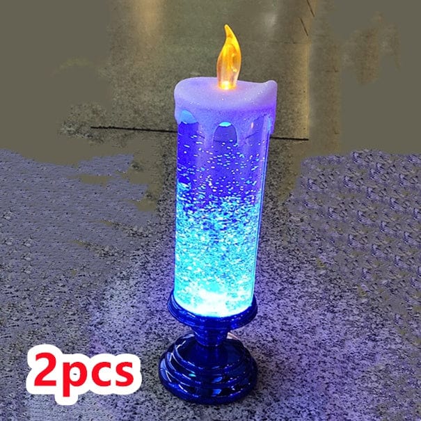 Sprout Health 0 Blue1 / 2PCS Rechargeable LED Waterproof Candle - Color Changing with Glitter - Home Décor