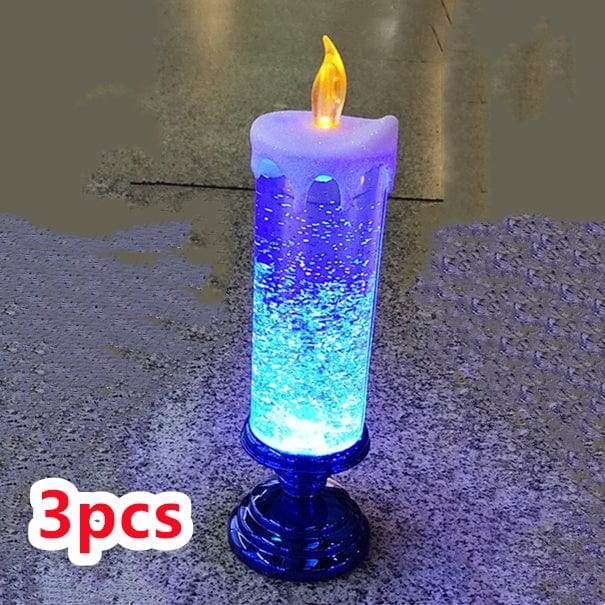 Sprout Health 0 Blue1 / 3PCS Rechargeable LED Waterproof Candle - Color Changing with Glitter - Home Décor