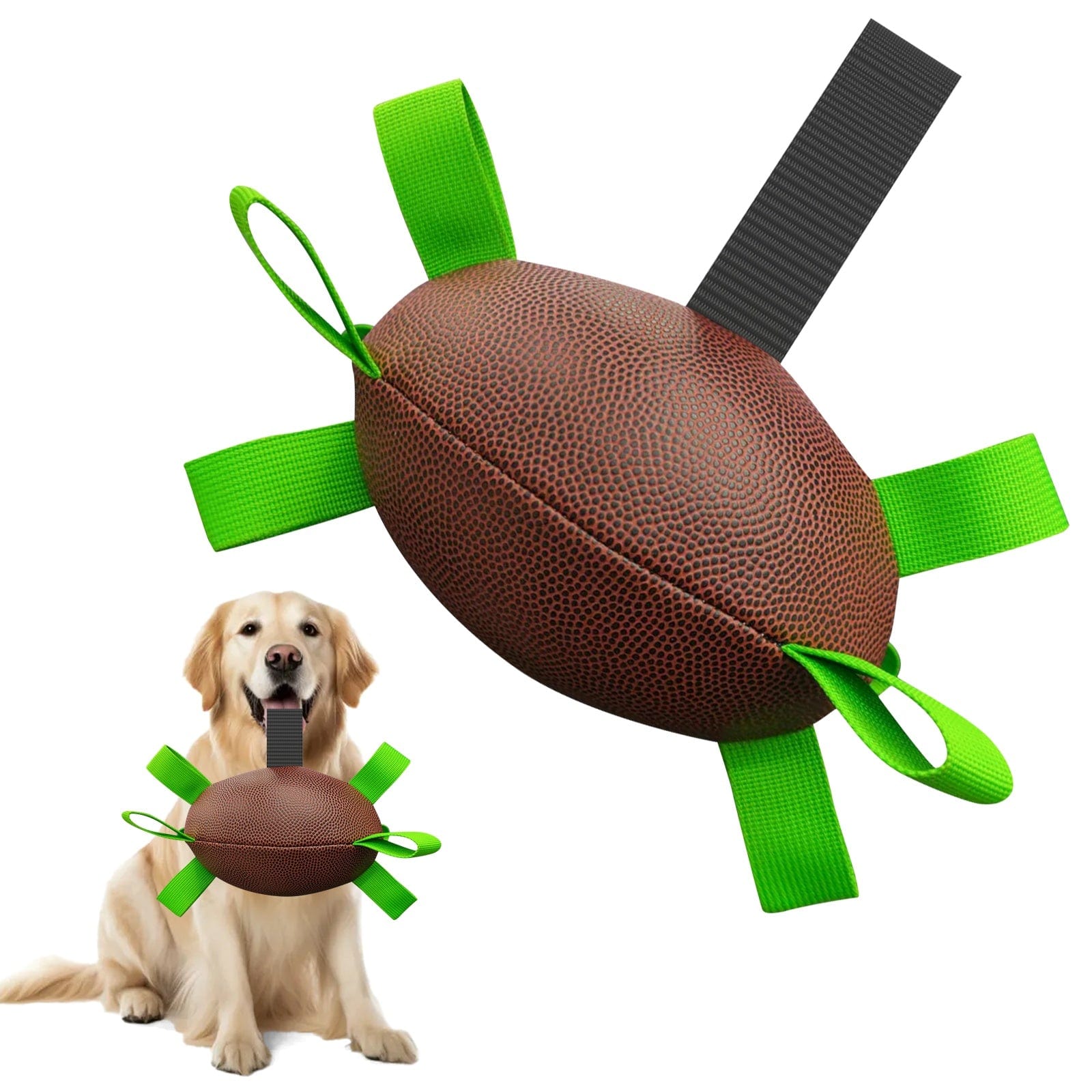 Sprout Health 0 Brown / 8inch Dog Rugby Football With Strapes, Interactive Dog Toys For Boredom, Dog Water Toy, Dog Balls For Small And Medium Breeds-Indoor & Outdoor Play