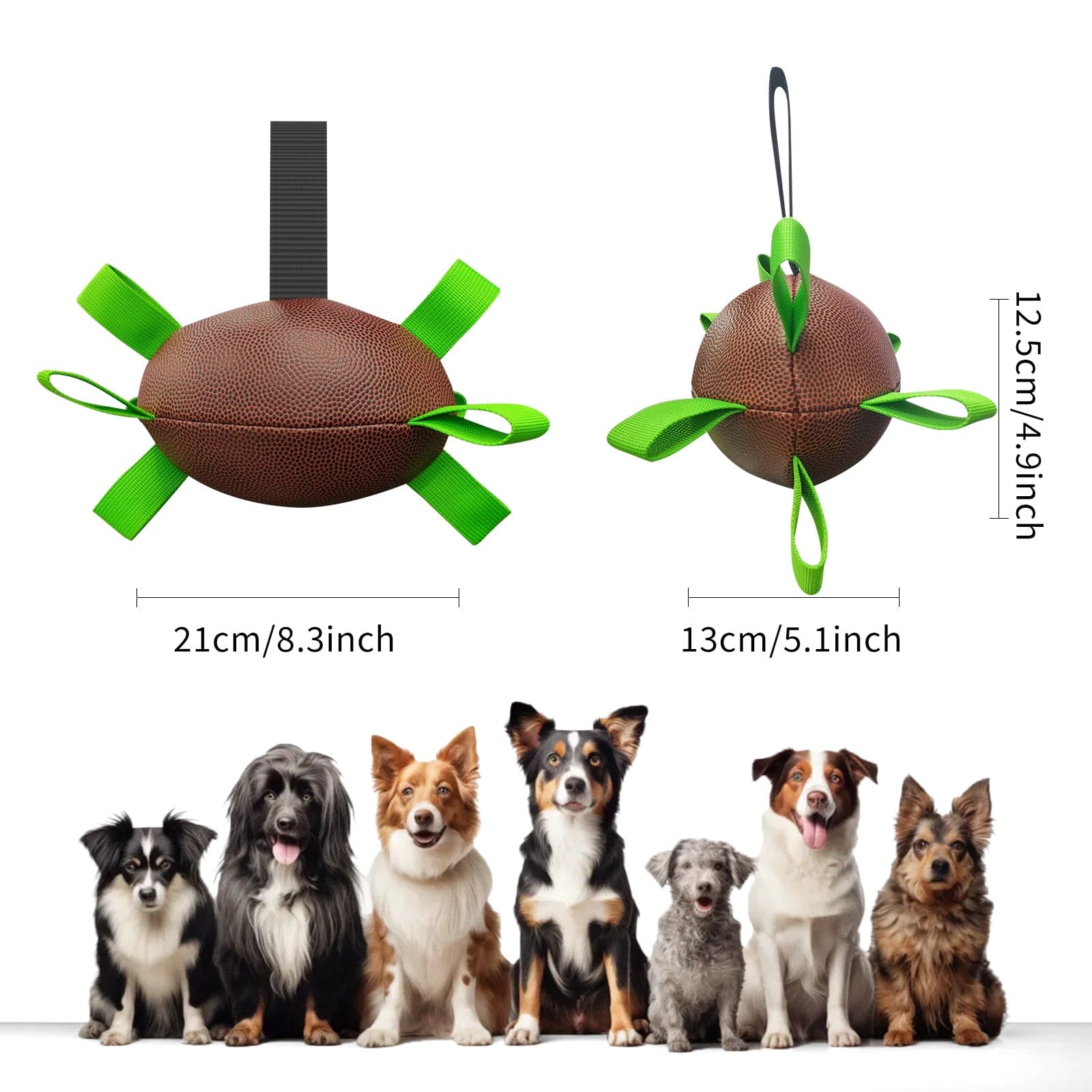 Sprout Health 0 Brown / 8inch Dog Rugby Football With Strapes, Interactive Dog Toys For Boredom, Dog Water Toy, Dog Balls For Small And Medium Breeds-Indoor & Outdoor Play