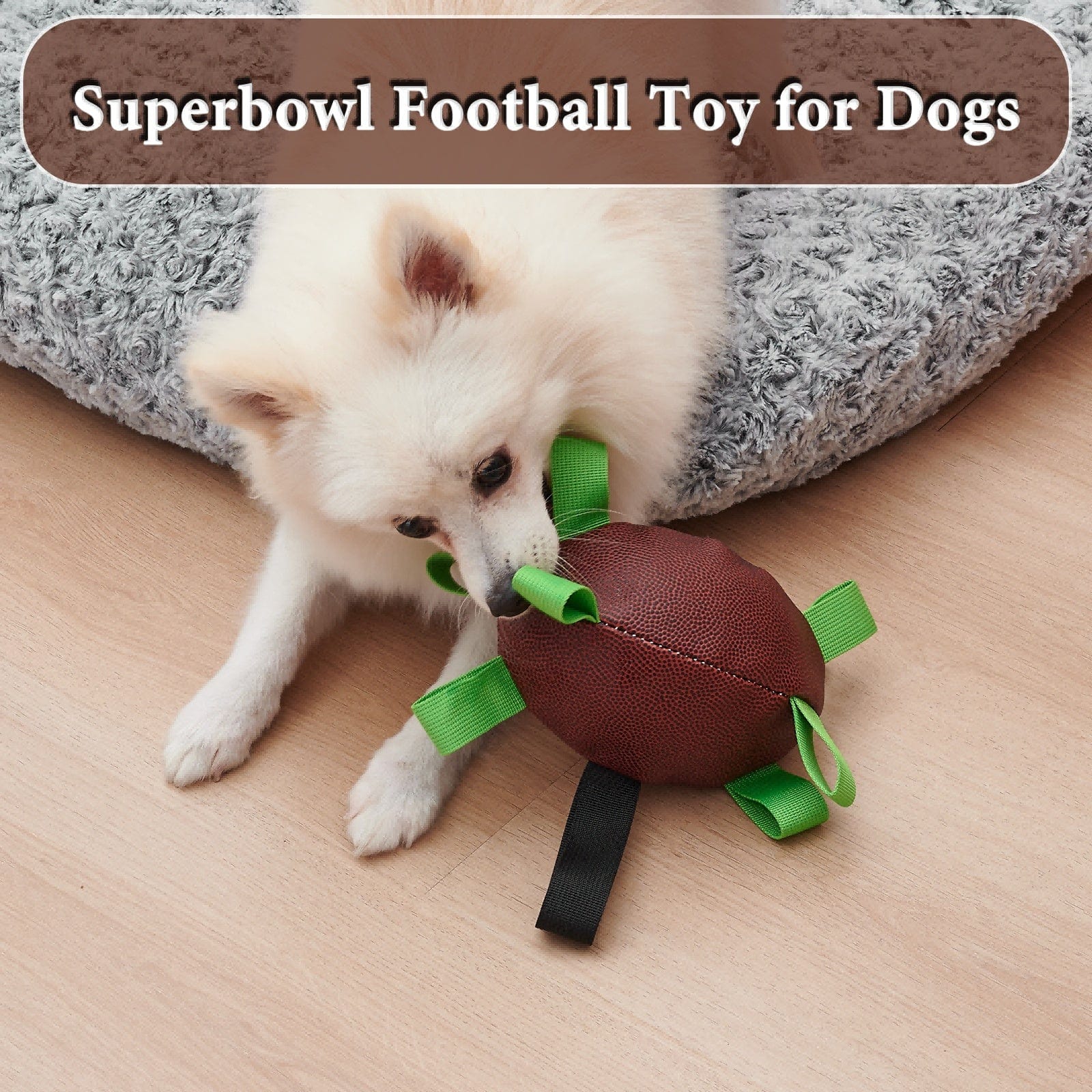 Sprout Health 0 Brown / 8inch Dog Rugby Football With Strapes, Interactive Dog Toys For Boredom, Dog Water Toy, Dog Balls For Small And Medium Breeds-Indoor & Outdoor Play