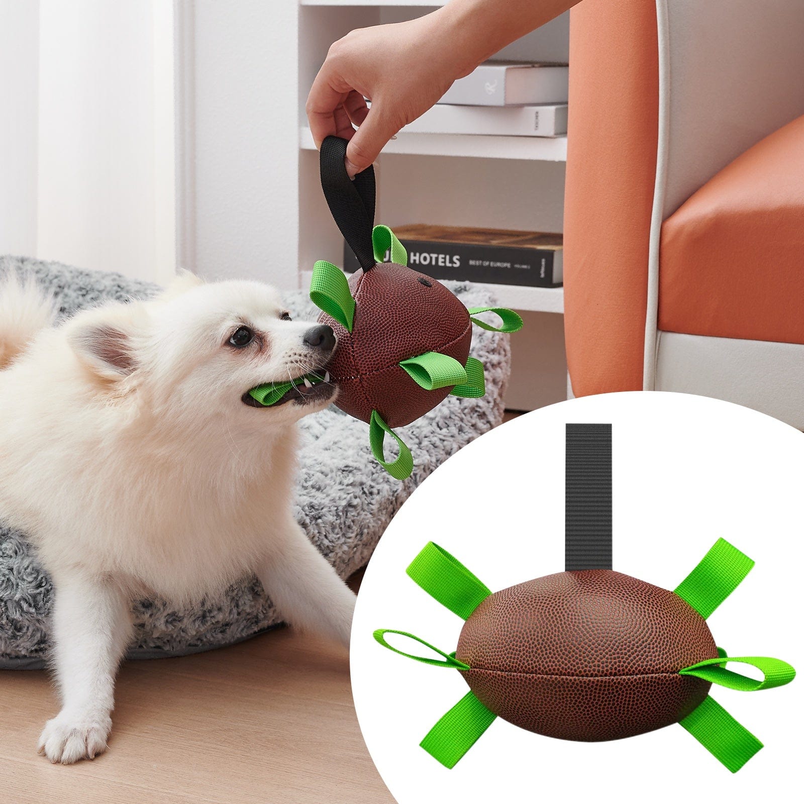 Sprout Health 0 Brown / 8inch Dog Rugby Football With Strapes, Interactive Dog Toys For Boredom, Dog Water Toy, Dog Balls For Small And Medium Breeds-Indoor & Outdoor Play