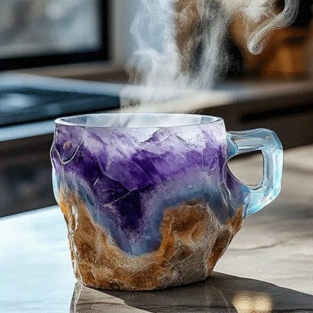 Sprout Health 0 BZ015 / 10cm High / No inner liner 400ml Resin Mineral Crystal Coffee Mugs With Handles Elegant Fake Mineral Crystal Cup For Workplace Home Decor Christmas Gift Kitchen Gadgets