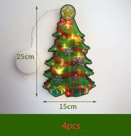 Sprout Health 0 Christmas Tree / 4PCS "LED Suction Cup Window Hanging Lights - Christmas Decoration