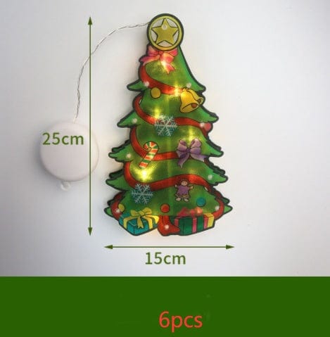 Sprout Health 0 Christmas Tree / 6PCS "LED Suction Cup Window Hanging Lights - Christmas Decoration