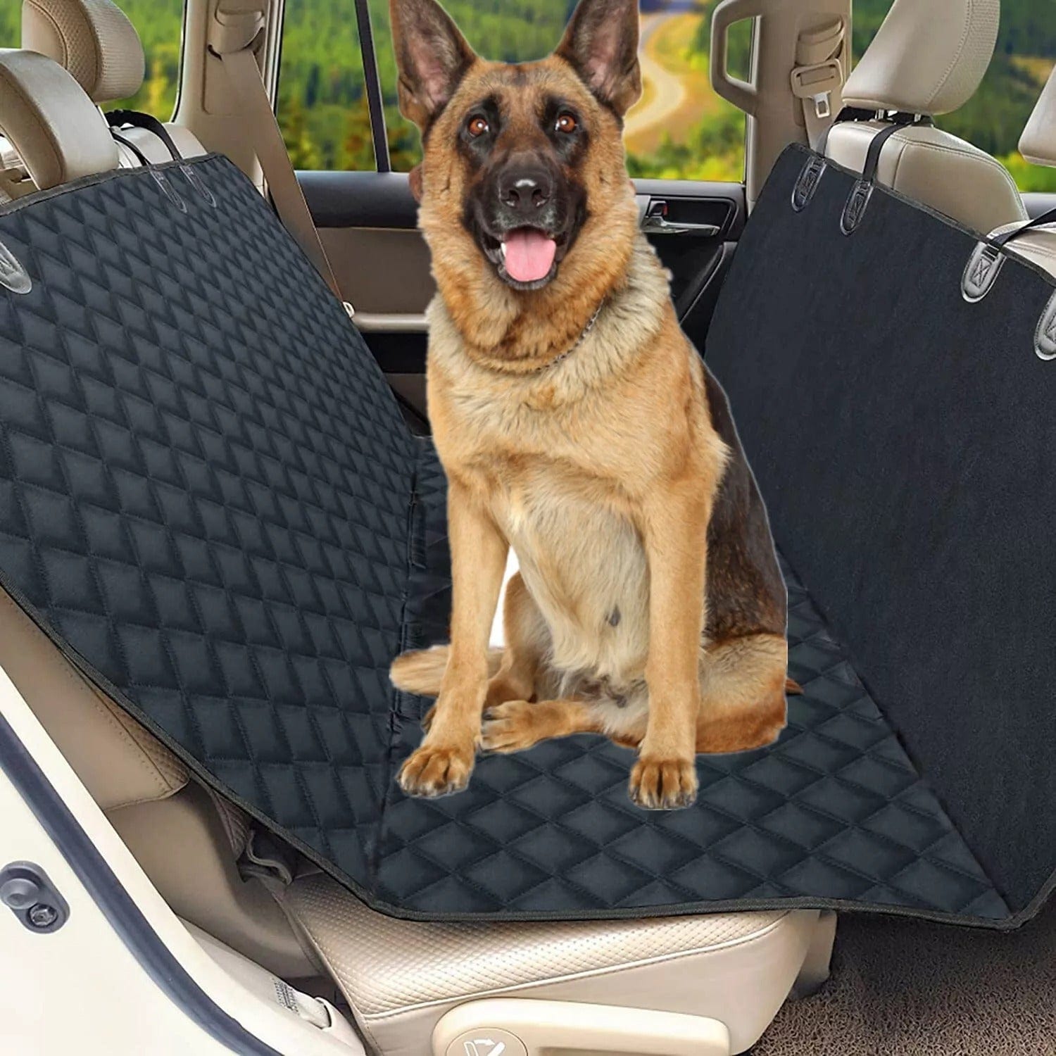 Sprout Health 0 default Seat Cover Rear Back Car Pet Dog Travel Waterproof Bench Protector Luxury -Black