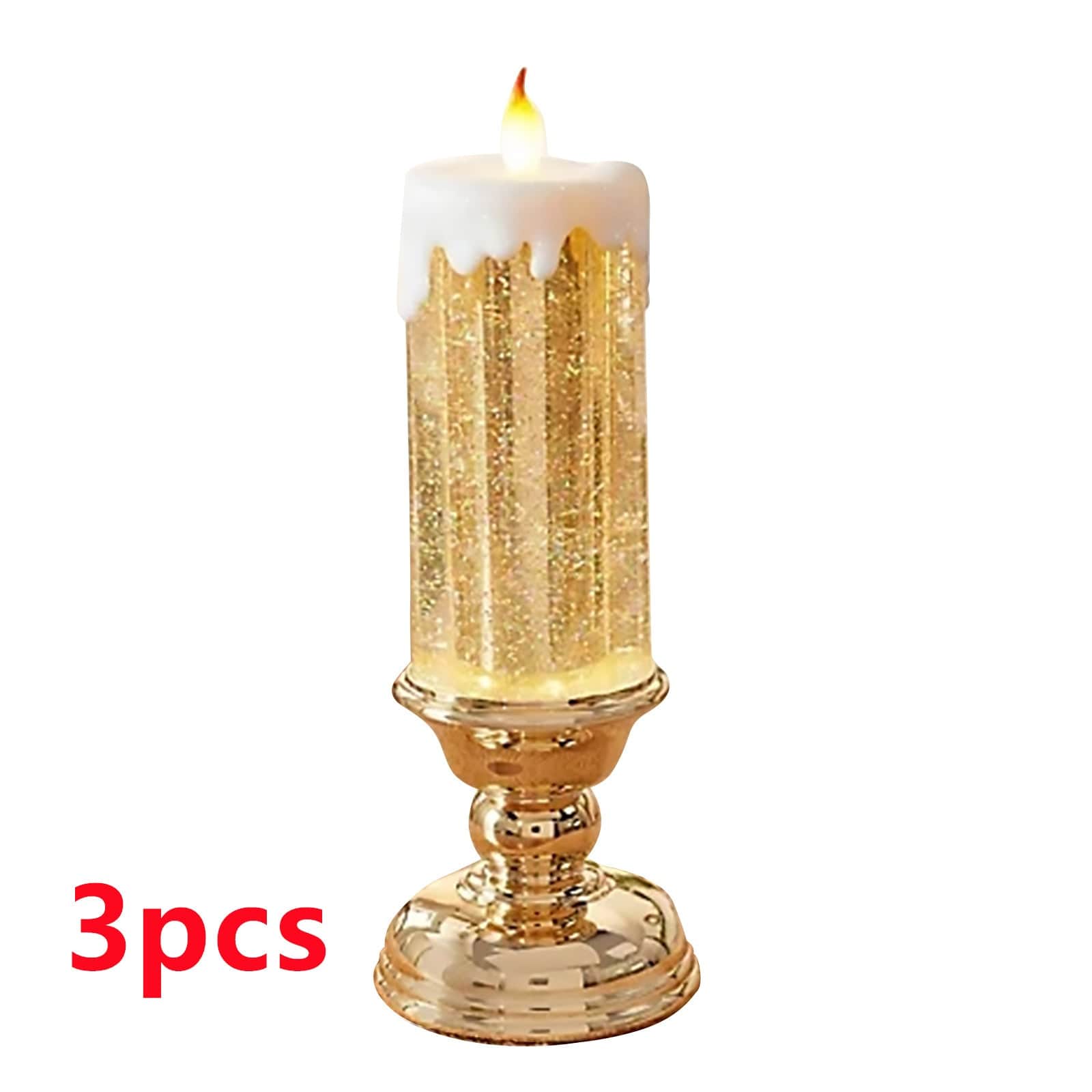 Sprout Health 0 Gold / 3PCS Rechargeable LED Waterproof Candle - Color Changing with Glitter - Home Décor