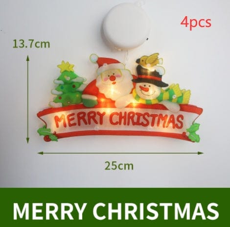 Sprout Health 0 Marry Christmas / 4PCS "LED Suction Cup Window Hanging Lights - Christmas Decoration