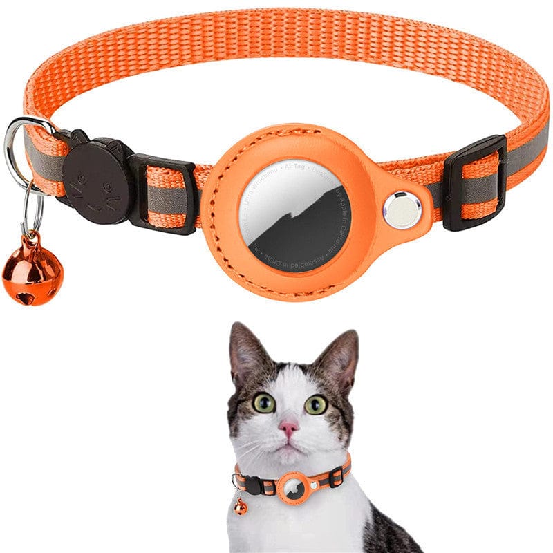 Sprout Health 0 Orange Reflective Collar Waterproof Holder Case For Airtag Air Tag Airtags Protective Cover Cat Dog Kitten Puppy Nylon Collar