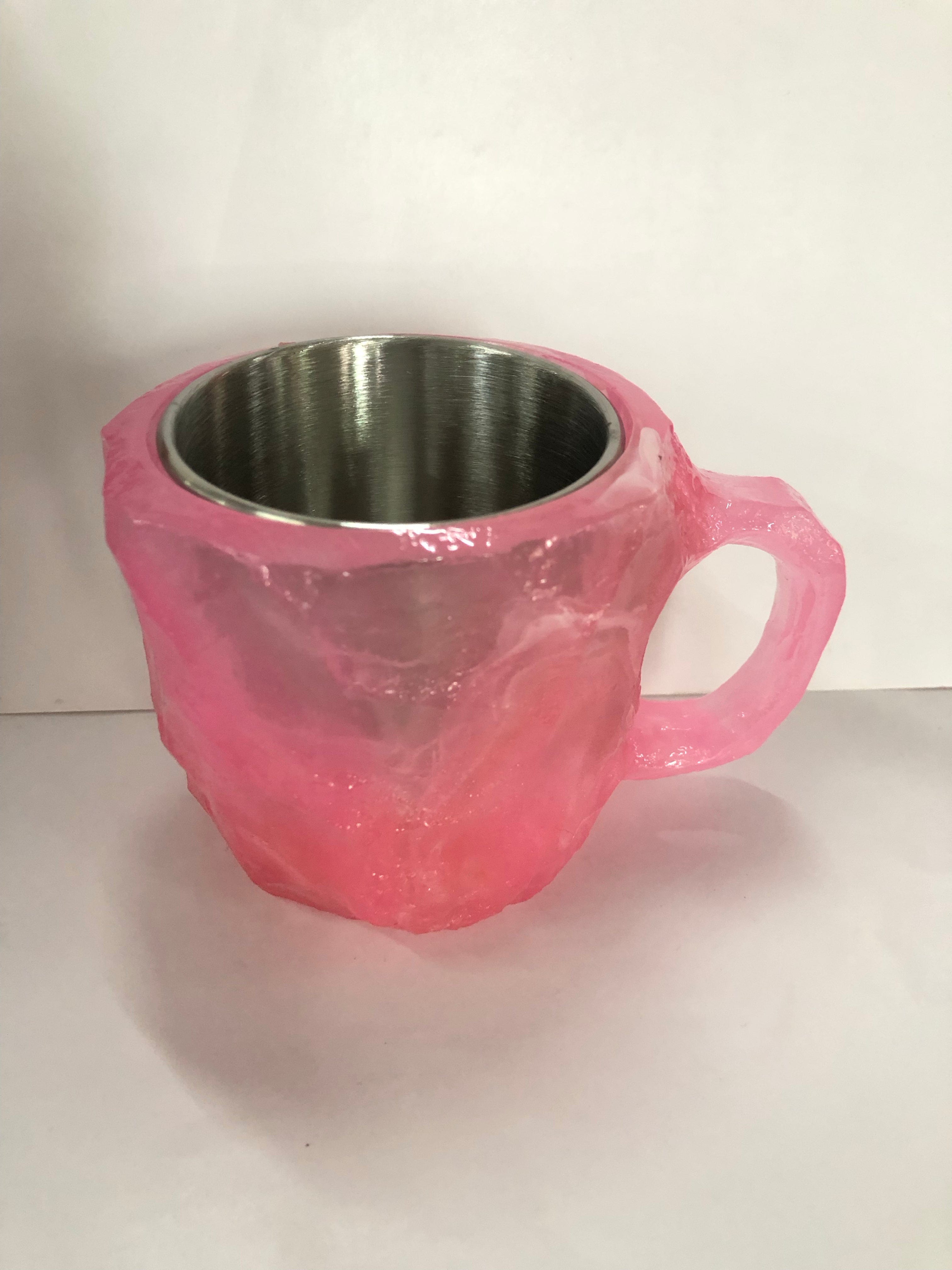 Sprout Health 0 Pink / 10cm High / Flat mouthed inner liner 400ml Resin Mineral Crystal Coffee Mugs With Handles Elegant Fake Mineral Crystal Cup For Workplace Home Decor Christmas Gift Kitchen Gadgets