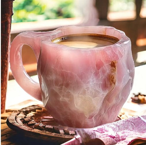 Sprout Health 0 Pink / 10cm High / No inner liner 400ml Resin Mineral Crystal Coffee Mugs With Handles Elegant Fake Mineral Crystal Cup For Workplace Home Decor Christmas Gift Kitchen Gadgets