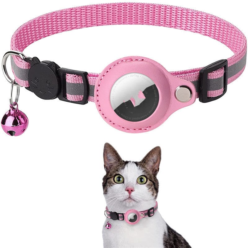 Sprout Health 0 Pink Reflective Collar Waterproof Holder Case For Airtag Air Tag Airtags Protective Cover Cat Dog Kitten Puppy Nylon Collar