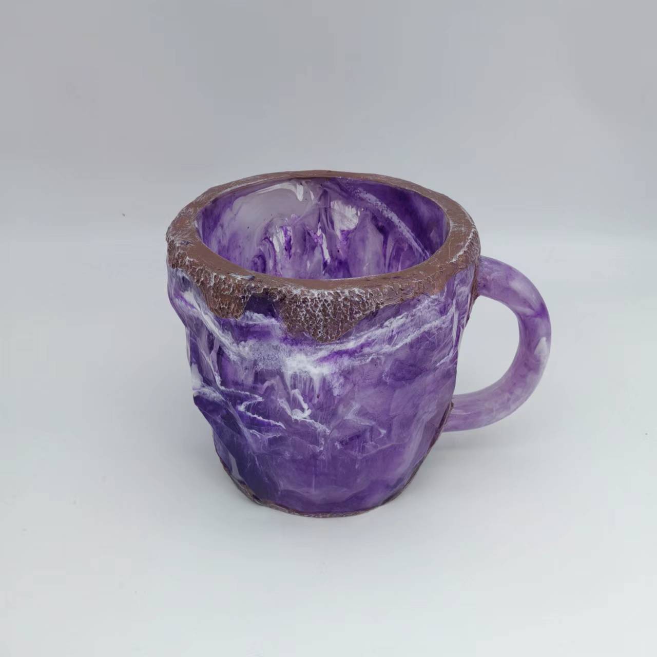 Sprout Health 0 Purple / 10cm High / No inner liner 400ml Resin Mineral Crystal Coffee Mugs With Handles Elegant Fake Mineral Crystal Cup For Workplace Home Decor Christmas Gift Kitchen Gadgets