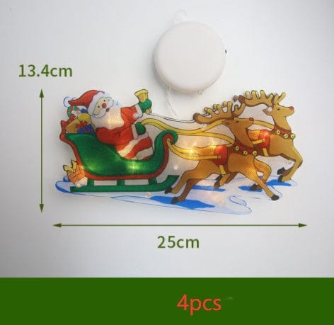 Sprout Health 0 Reindeer Christmas / 4PCS "LED Suction Cup Window Hanging Lights - Christmas Decoration