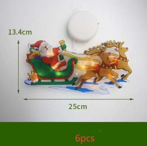 Sprout Health 0 Reindeer Christmas / 6PCS "LED Suction Cup Window Hanging Lights - Christmas Decoration