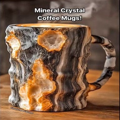 Sprout Health 0 Rock / 10cm High / Flat mouthed inner liner 400ml Resin Mineral Crystal Coffee Mugs With Handles Elegant Fake Mineral Crystal Cup For Workplace Home Decor Christmas Gift Kitchen Gadgets