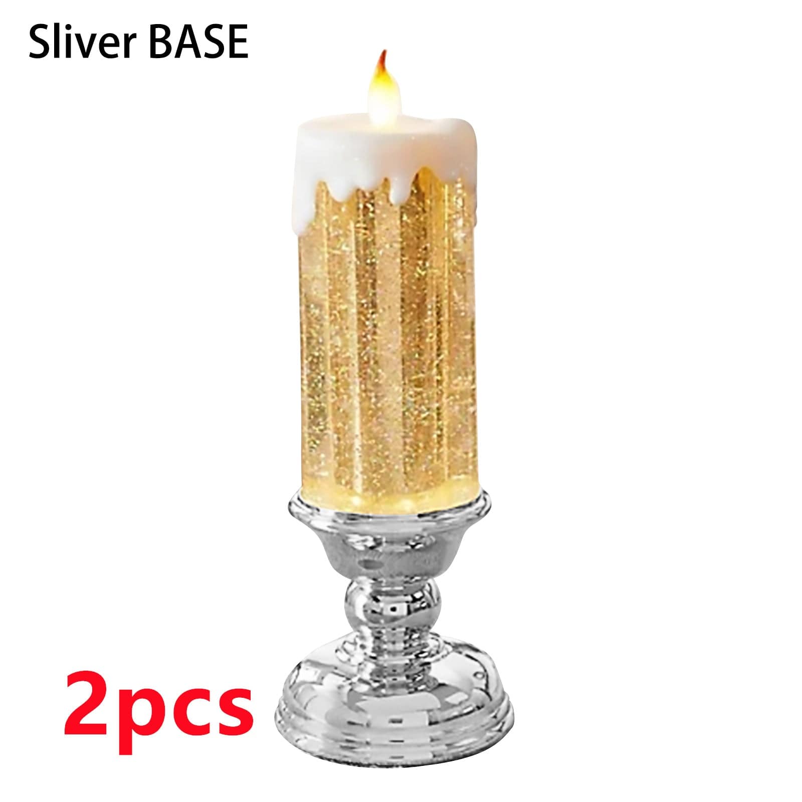 Sprout Health 0 Silver / 2PCS Rechargeable LED Waterproof Candle - Color Changing with Glitter - Home Décor