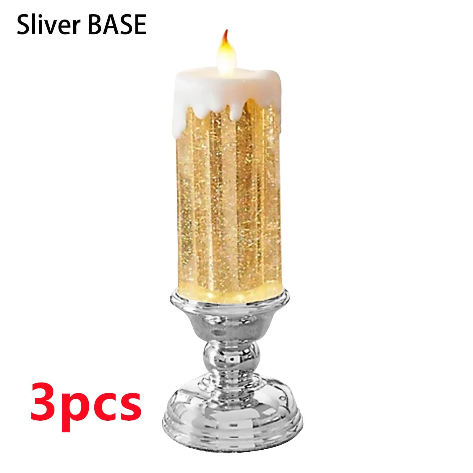 Sprout Health 0 Silver / 3PCS Rechargeable LED Waterproof Candle - Color Changing with Glitter - Home Décor