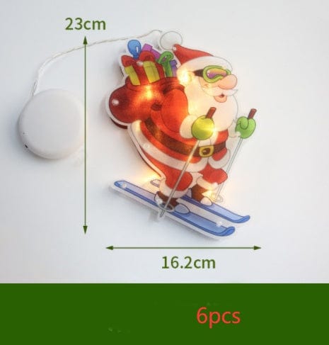 Sprout Health 0 Ski Christmas / 6PCS "LED Suction Cup Window Hanging Lights - Christmas Decoration