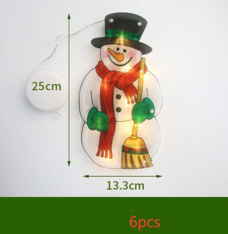 Sprout Health 0 Snowman / 6PCS "LED Suction Cup Window Hanging Lights - Christmas Decoration