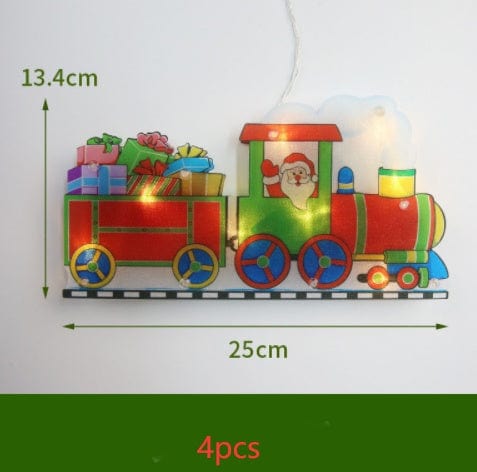 Sprout Health 0 Train Christmas / 4PCS "LED Suction Cup Window Hanging Lights - Christmas Decoration