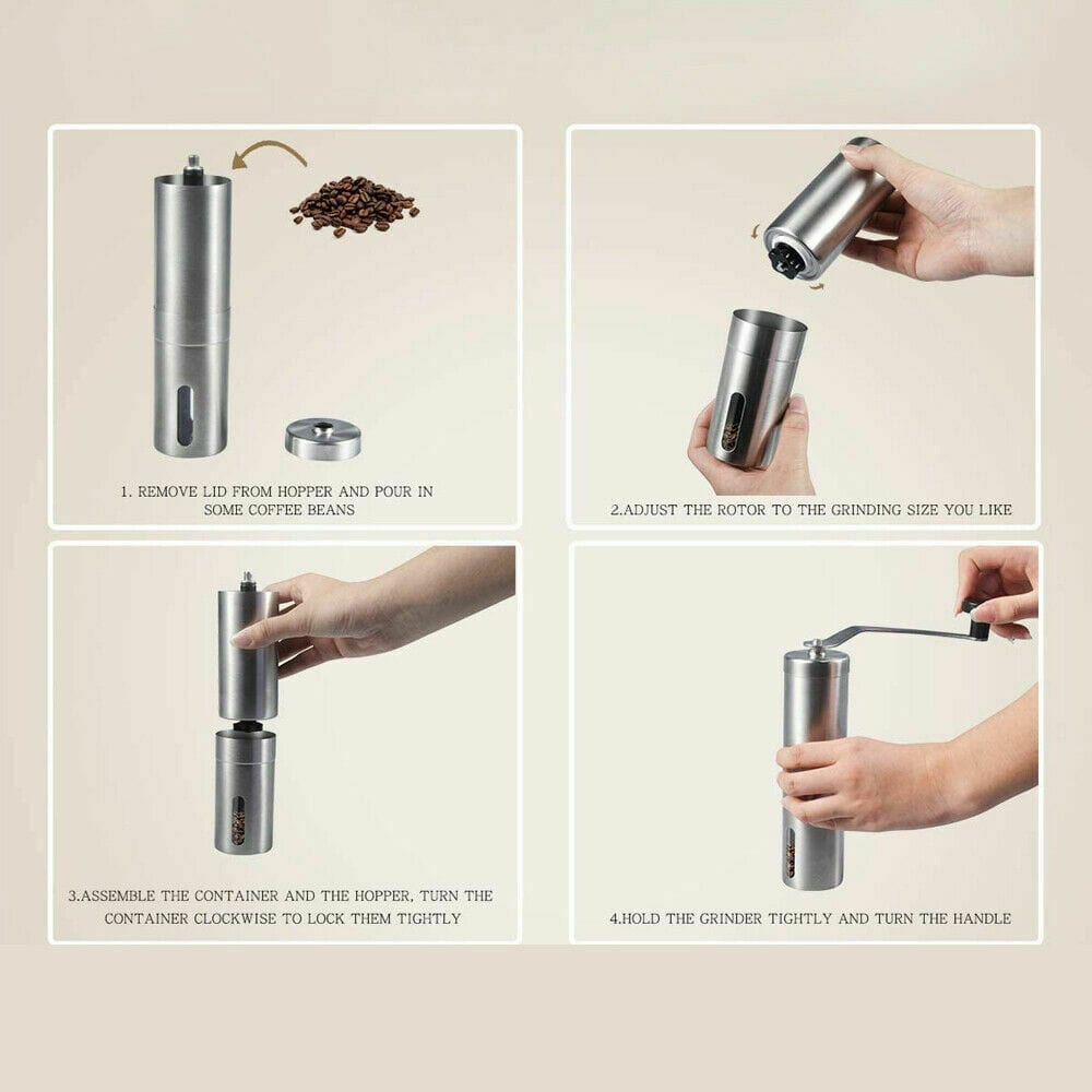 hand crank stainless steel conical burr grinder