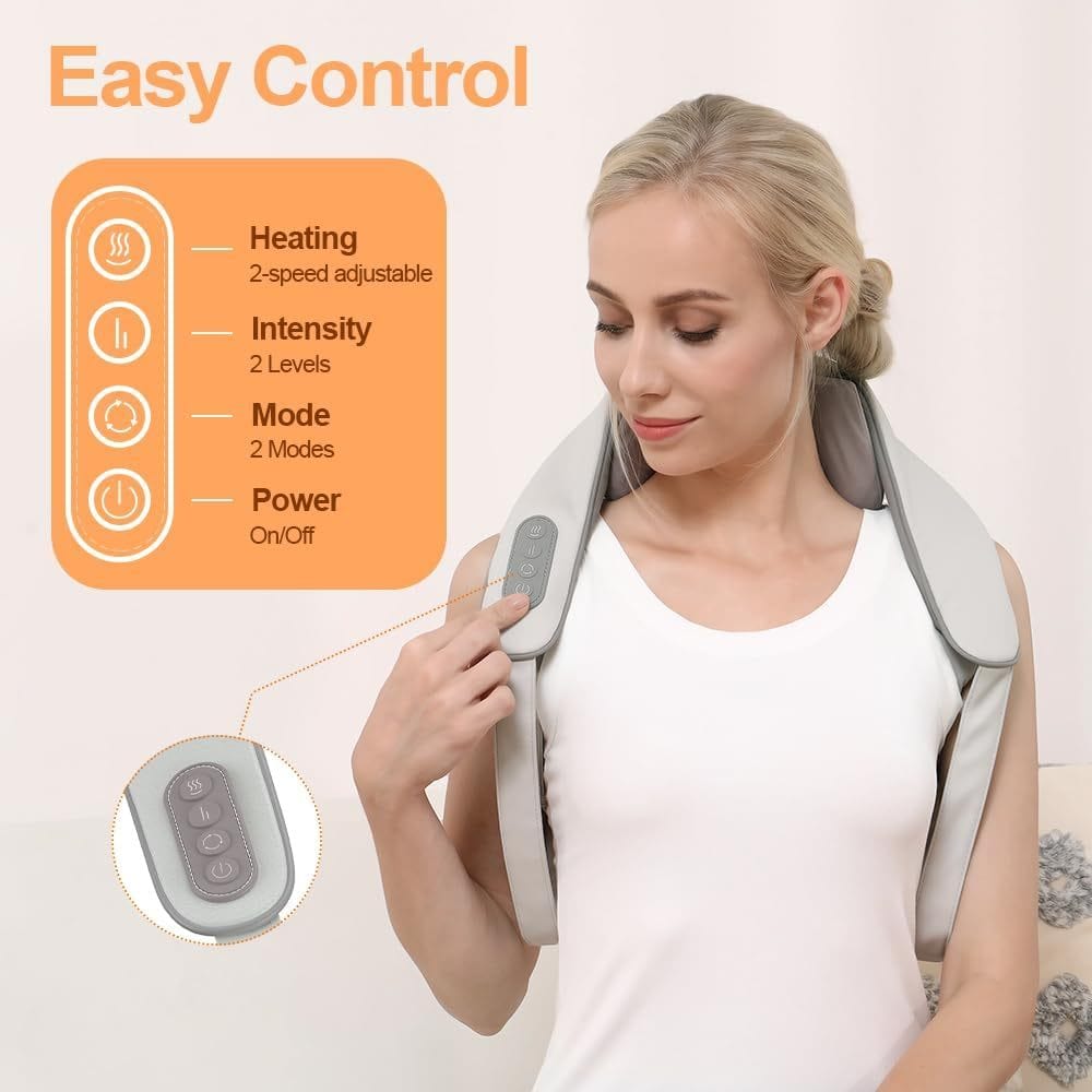 Sprout Health 5 Neck Care Shiatsu Neck & Shoulder Massager with Heat – Adjustable, Plug-in