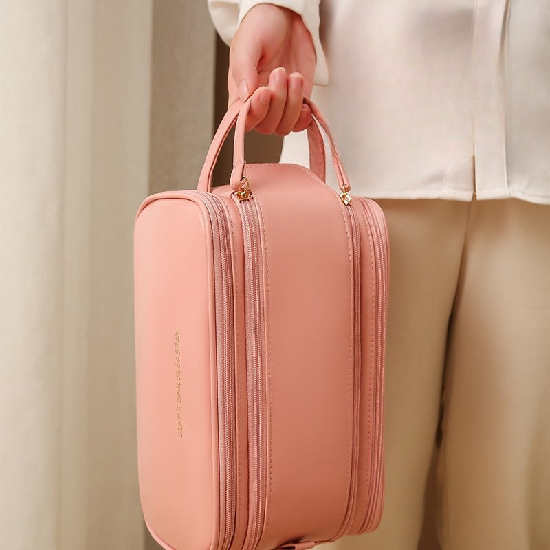 travel makeup bag for girls in pink color
